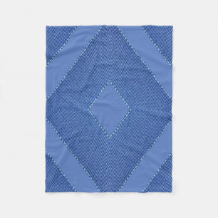Mix blues & tectured diamond pattern fleece blanket