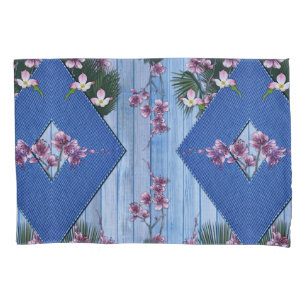 Mix blues & tectured diamond pattern pillow case