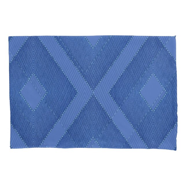 Mix blues & tectured diamond pattern  pillowcase (Front)