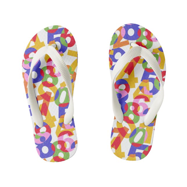 Mix colour numbers kid's flip flops (Footbed)