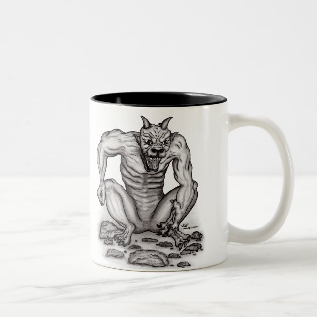 Mix-creature - Troll, Golem and Devil Two-Tone Coffee Mug (Right)