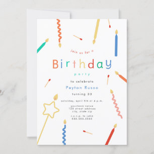 Mix + Match Candles & Matches Birthday Invitation