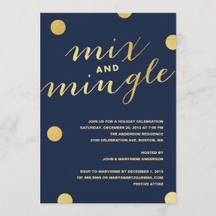 MIX & MINGLE GOLD DOTS   HOLIDAY PARTY INVITATION