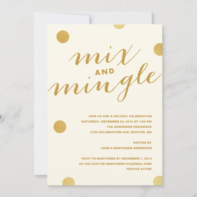 MIX & MINGLE GOLD DOTS | HOLIDAY PARTY INVITATION (Front)