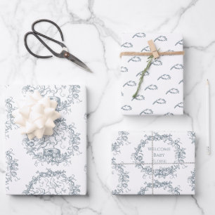 Mix n Match Birds Nest Custom Name Baby Shower Wra Wrapping Paper Sheet