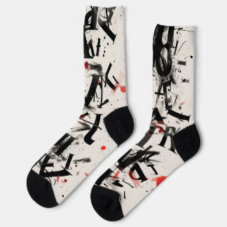 Mix of alphabet letters in black and red socks