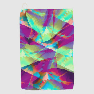 Mix of blue green pink zig zag in panoramic effect golf towel