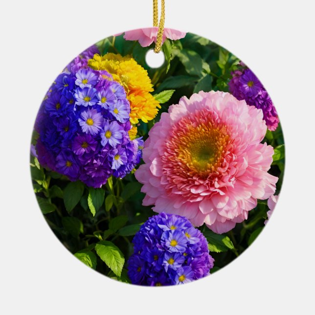 Mix of Flowers Ceramic Tree Decoration (Front)