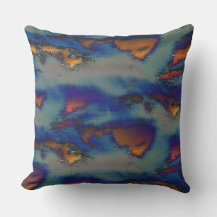 Mix of orange & blue stained with scratched effect cushion