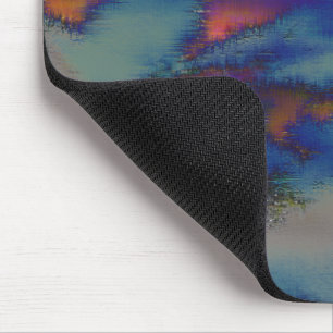 Mix of orange & blue stained with scratched effect mouse mat