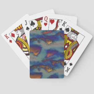 Mix of orange & blue stained with scratched effect playing cards