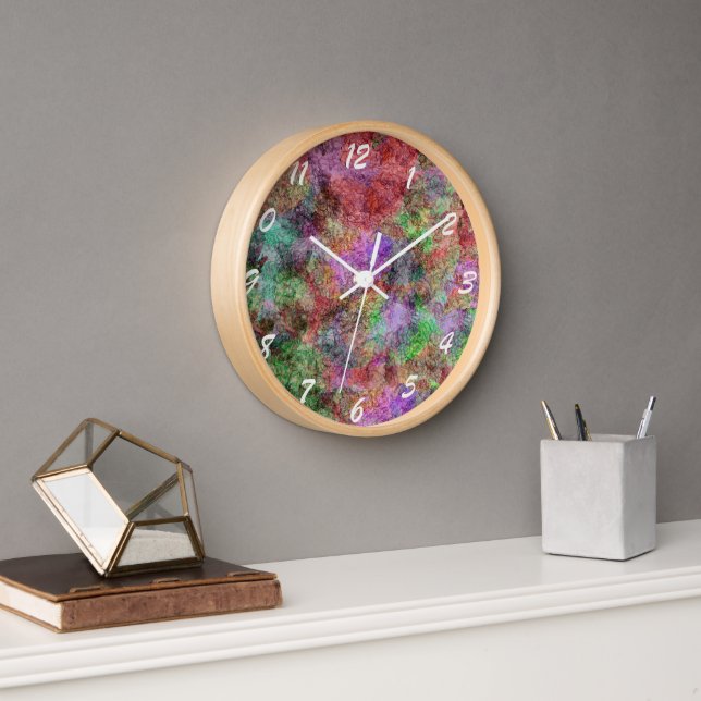 Mix of Pastel Colours in swirls with Squiggle Line Clock (Office)