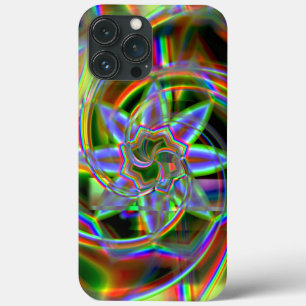 Mix of rainbow to colourful acrylic or neon flower iPhone 13 pro max case