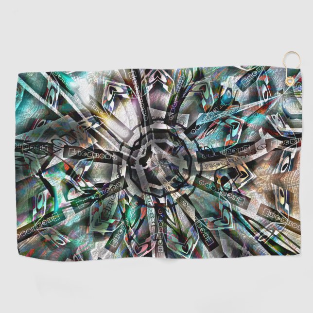 Mix of silhouette & graphic art with trippy pinch  golf towel (Horizontal)