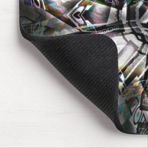 Mix of silhouette & graphic art with trippy pinch mouse mat