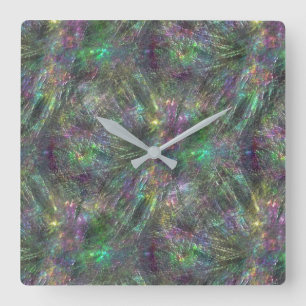 Mix of textured rough, scratches and matte bright square wall clock