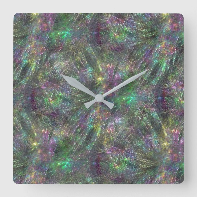 Mix of textured rough, scratches and matte bright  square wall clock (Front)