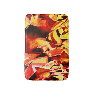 Mix of yellowing with dark red, strong streaked bath mat