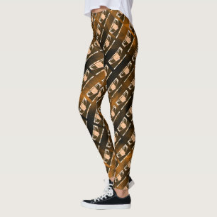 Mix rapport geometric, stripes beige brown orange leggings