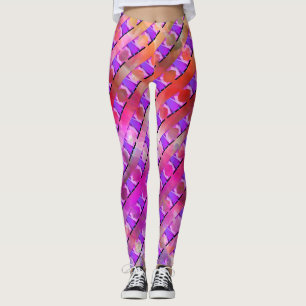 Mix rapport geometric, stripes pink bluish black leggings