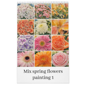 Mix spring flowers watercolor painting 1 calendar