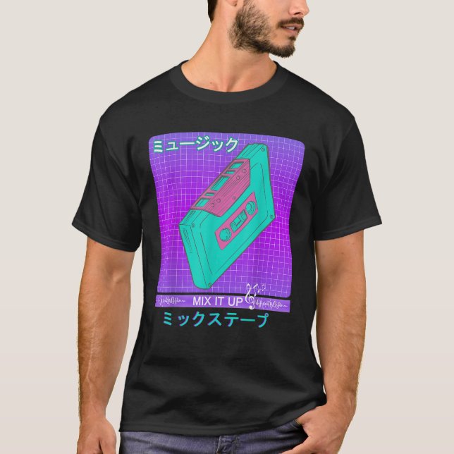 Mix Tape 90s 80s Japanese Otaku Aesthetic Vaporwav T-Shirt (Front)