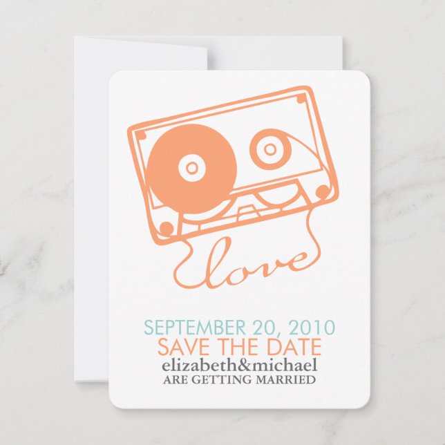 Mix tape of Love Save the Date Announcements (Front)
