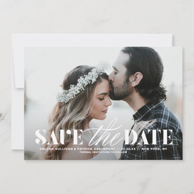 Mix Typography Modern Photo Save the Date (Front)