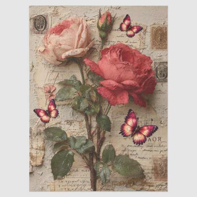 Mixed Abstract Pattern Florals & Butterflies Tissue Paper (Front)
