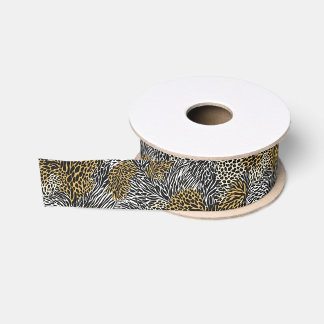 Mixed Animal Print Zebra Leopard Tiger Mixed Print Grosgrain Ribbon