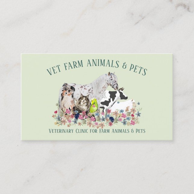Mixed Animal Vet Business Card (Front)