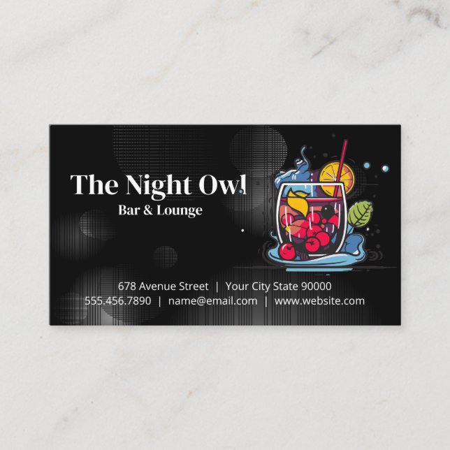 Mixed Berry Cocktail Drink | Bar Lounge Business Card (Front)