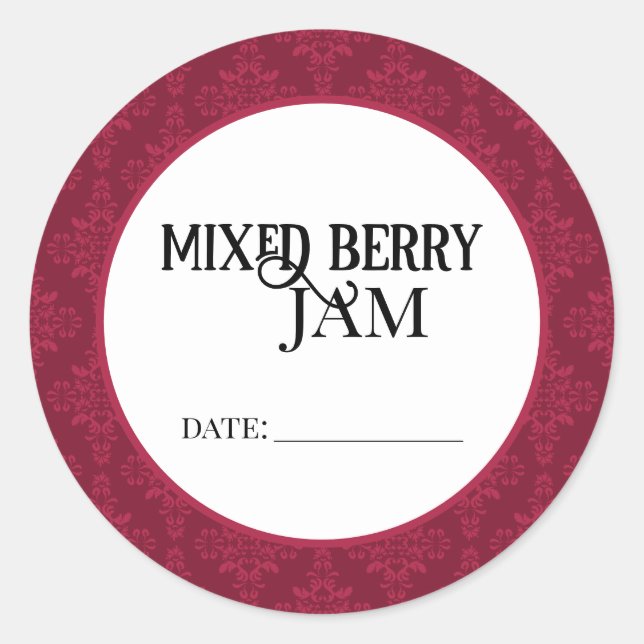 Mixed Berry Jam Canning Lid Labels (Front)