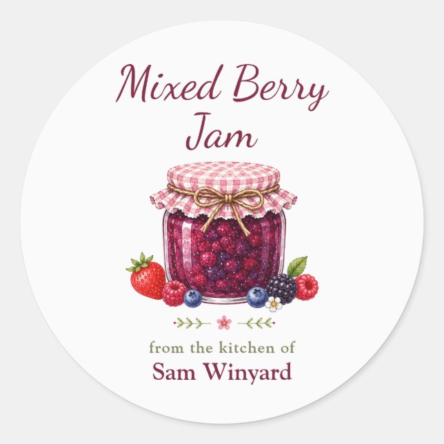 Mixed Berry Jam From the Kitchen Of Label (Front)