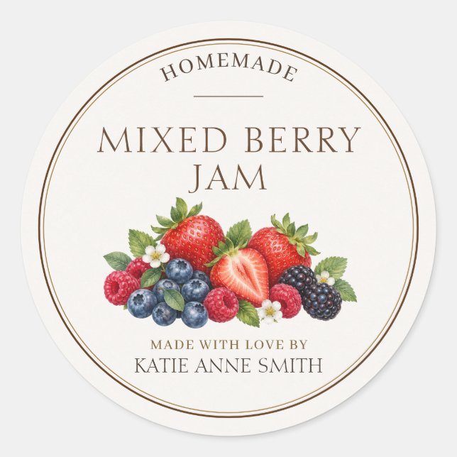 Mixed Berry Jam Personalised Jar Labels (Front)