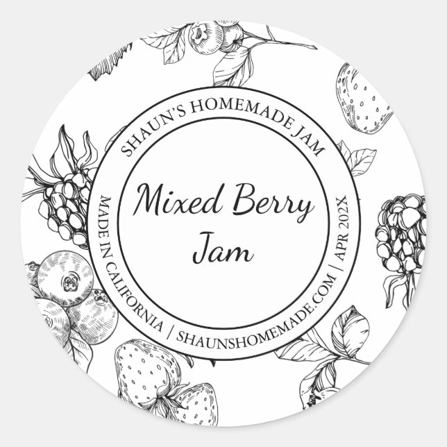 Mixed Berry Jam Sketch Modern label (Front)