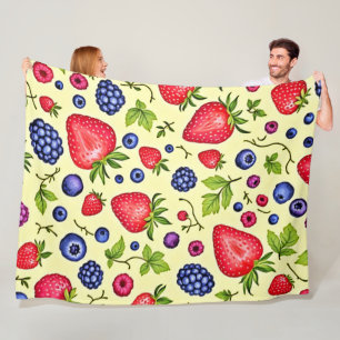 Mixed Berry Seamless Pattern Fleece Blanket