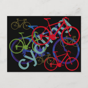 mixed bicycles ~ cycling postcard