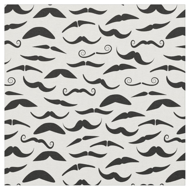 Mixed Black Mustaches Pattern Fabric (Close Up)