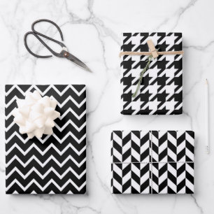 Mixed Black & White Geometric Patterns  Wrapping P Paper Sheet