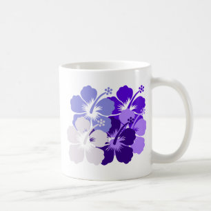mixed blue hibiscus design coffee mug