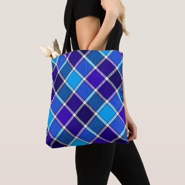 Mixed Blue Tartan  Tote Bag (Close Up)