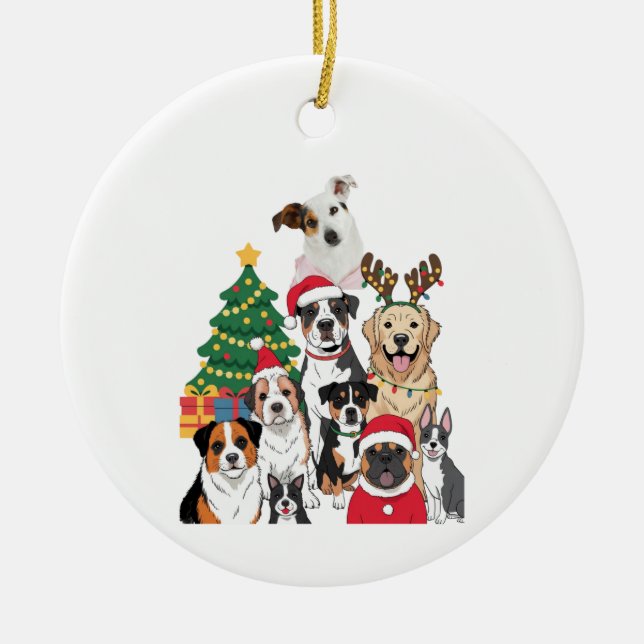 Mixed Breed Dog Christmas Tree Custom Ornament (Front)