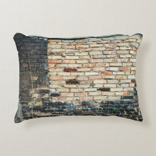 Mixed brick wall texture background. Vintage effec Decorative Cushion