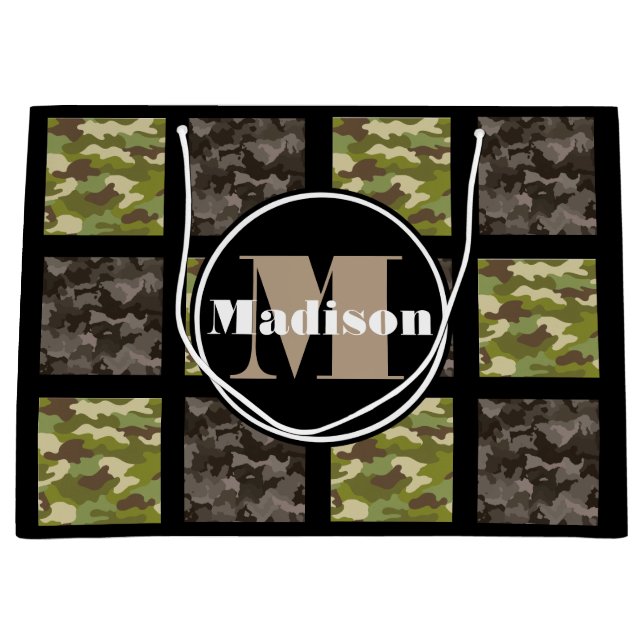 Mixed Camouflage w/Personalisation Large Gift Bag (Front)