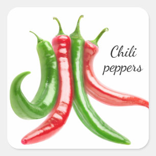 Mixed chilli peppers square sticker