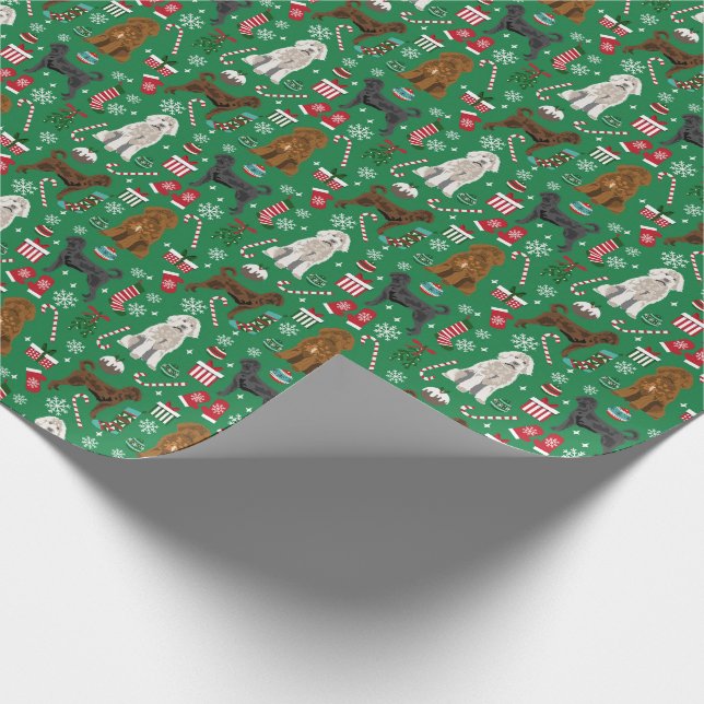 Mixed coats Labradoodle dog christmas Wrapping Paper (Corner)