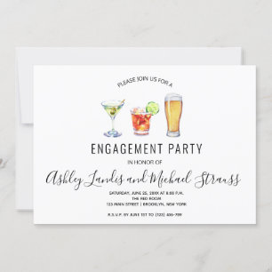 Mixed Cocktail Drinks Engagement Party Invitation