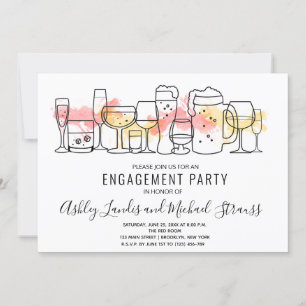 Mixed Cocktail Drinks Engagement Party Invitation