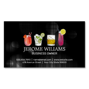 Mixed Cocktail Drinks Mixology Bartend Magnetic Business Card